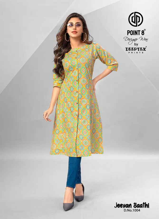 Jeevan Sathi Vol 1 By Deeptex A Line Cotton Printed Kurti Wholesale Shop In Surat